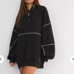 Missguided oversized contrast stitch hoodie dress